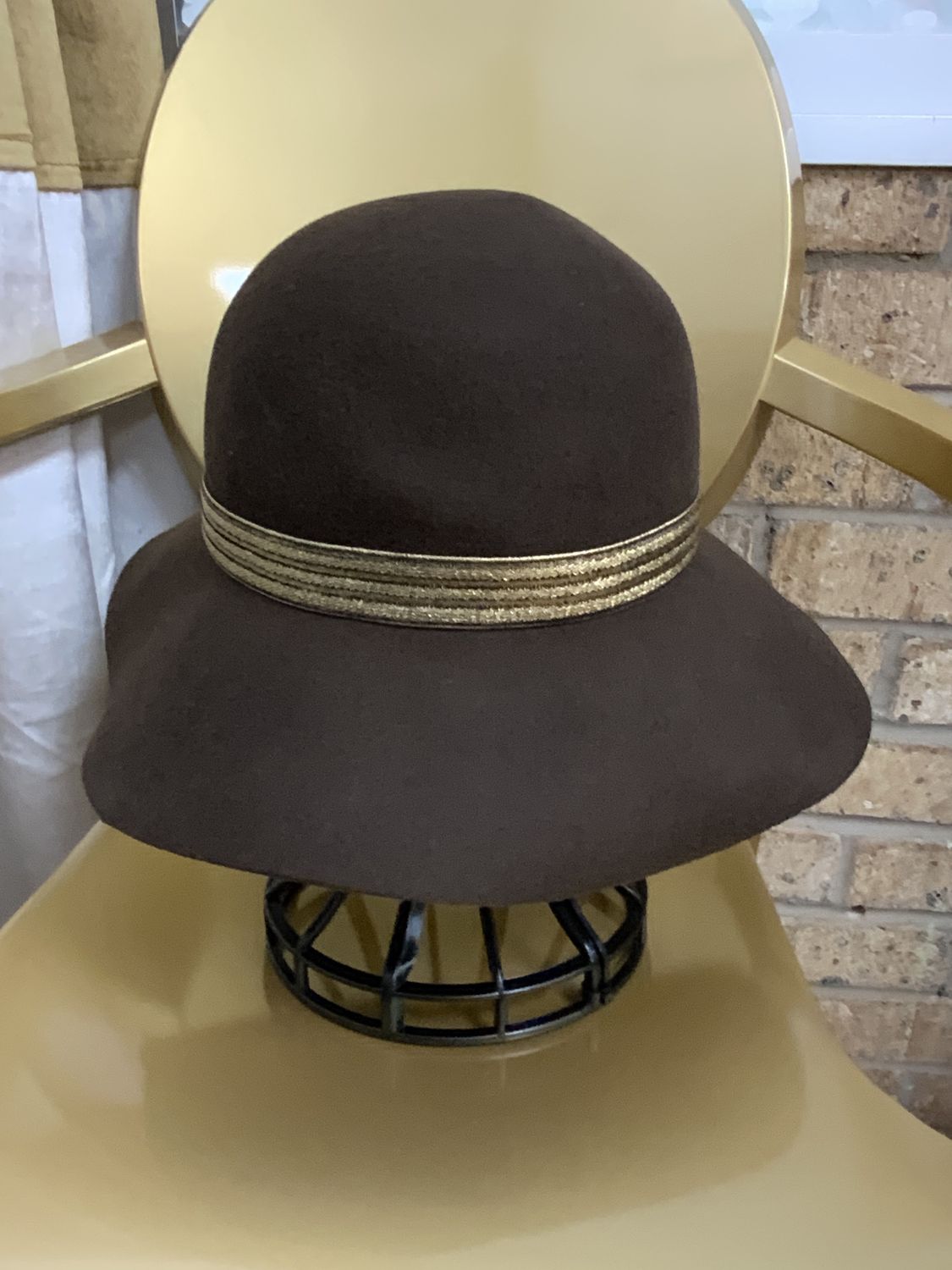 Hat Dark Brown with Gold Trim