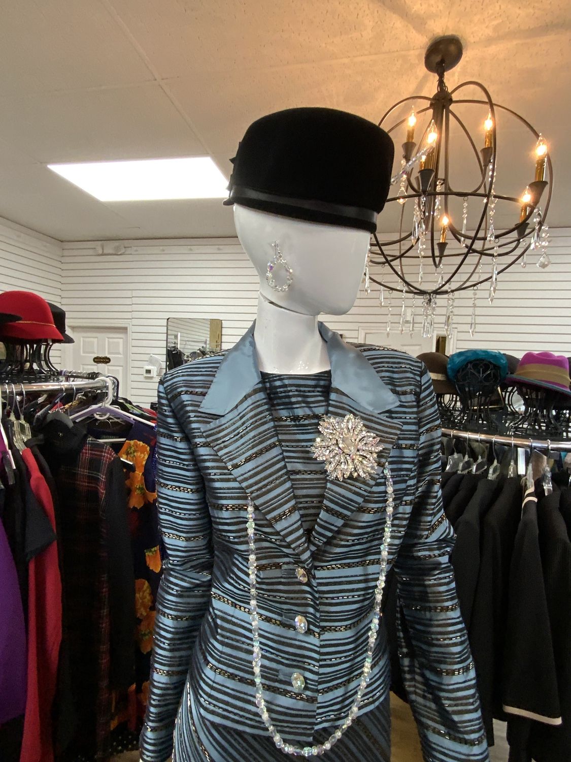 Hat Black Velvet with 3 Bows Satin Trim Vintage