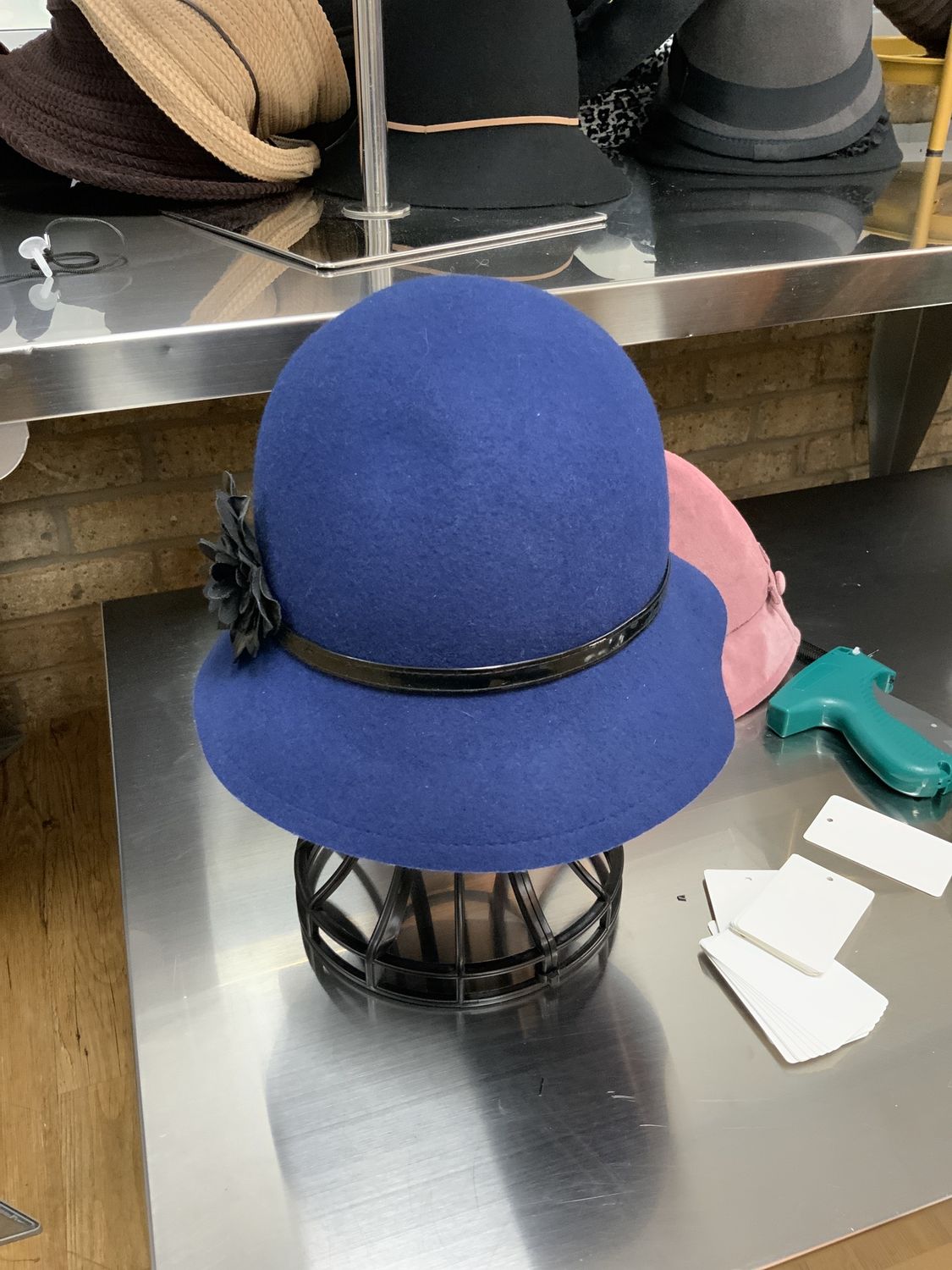 Hat Royal Blue with Black Plastic Flower