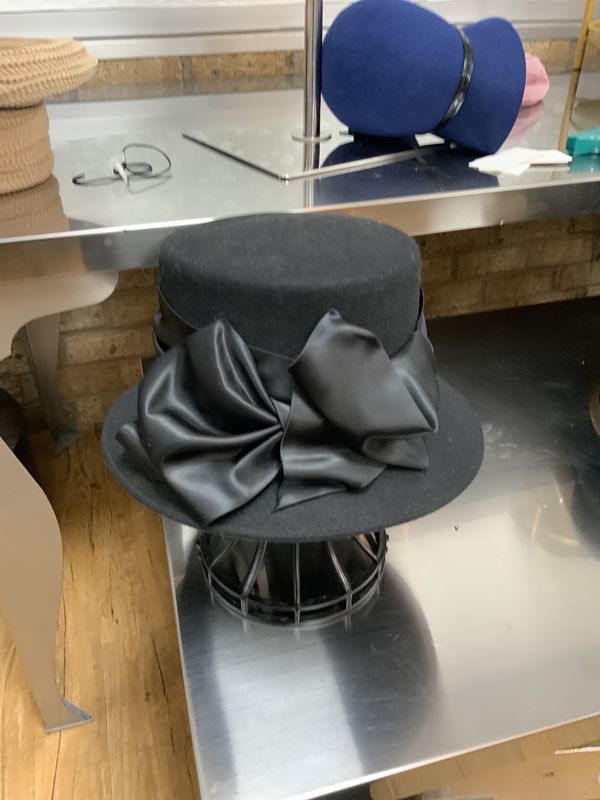Hat Black with Satin Bow brim