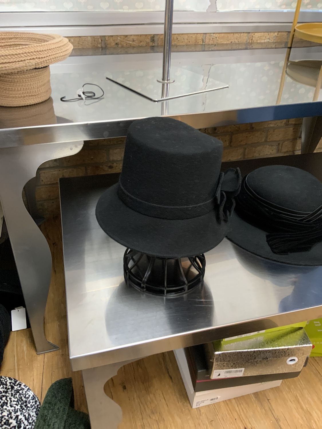 Hat Black with Black flower Bucket