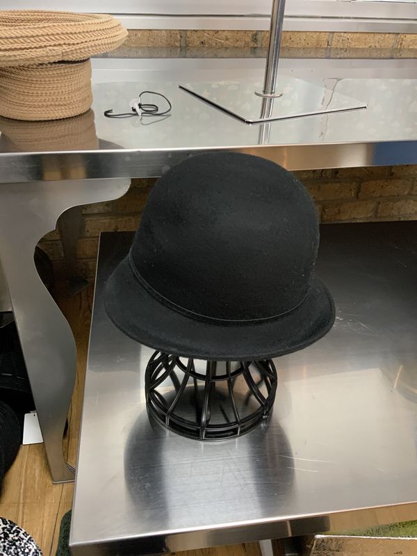 Hat Small Black Brim, Velvet trim  Lace Flower