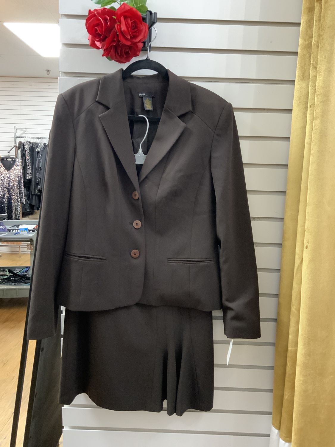 Suit 2 Pcs  Dark Brown Jacket and Skirt Size 10