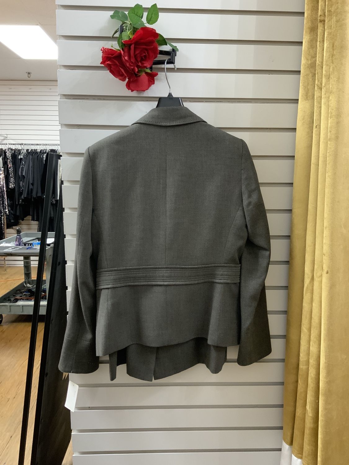 Suit 2 pcs Gray and Taupe Strip Jacket  and Skirt Size 10