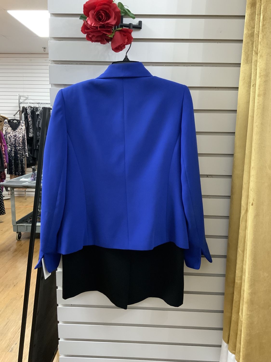suit 2 Pcs. Blue Double Breasted Jacket and Black Skirt Size 10