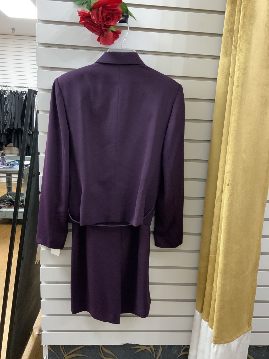 Suit 2 Pcs. Purple Jacket with Belt and Skirt  Size 10