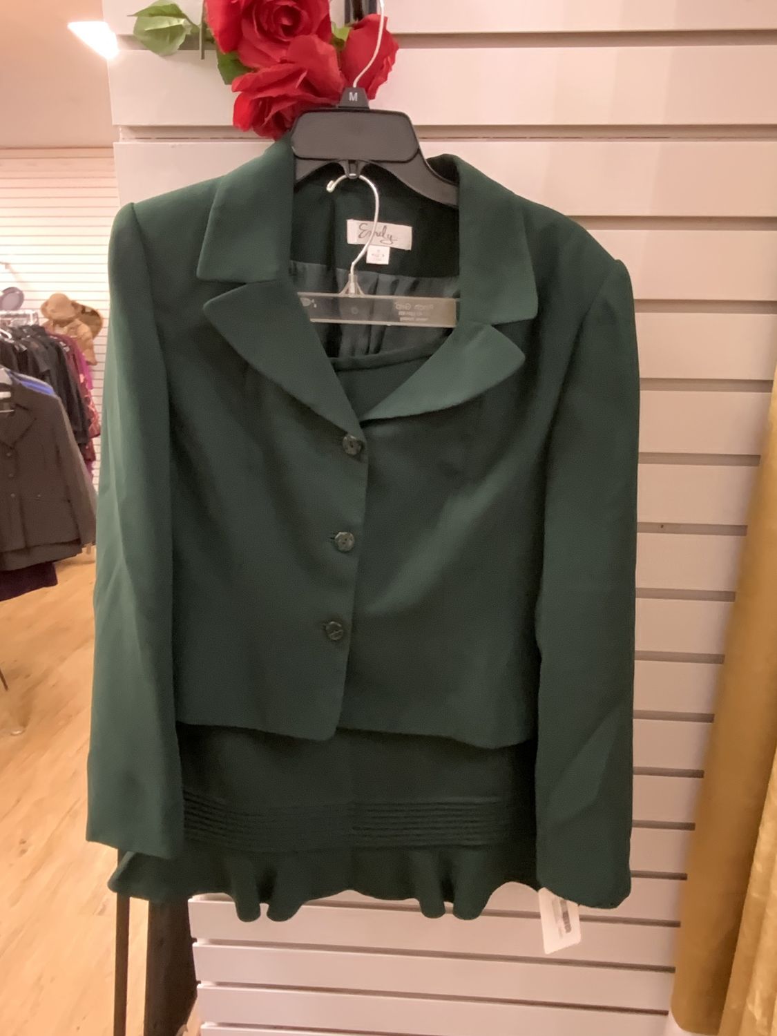 Suit 2 Pcs Green Jacket and Skirt Size 10