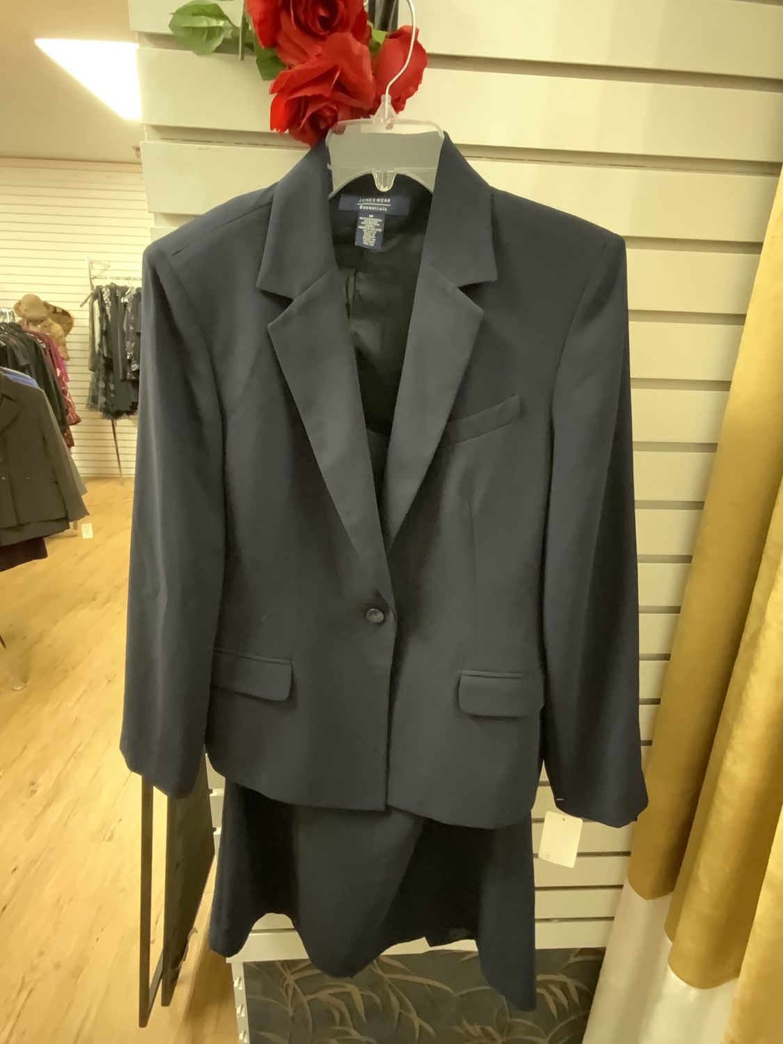 Suit 2 Pcs Navy Blue Jacket and Long Skirt Size 14