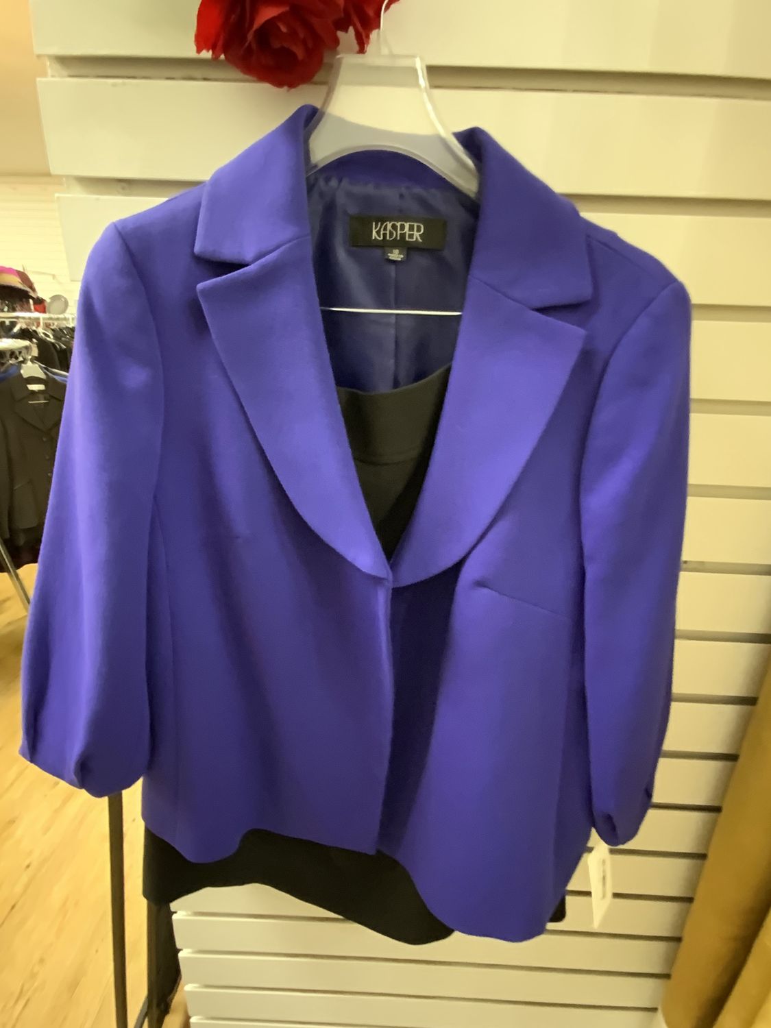 Suit 2 Pcs Purple Jacket with Black Skirt Size 10