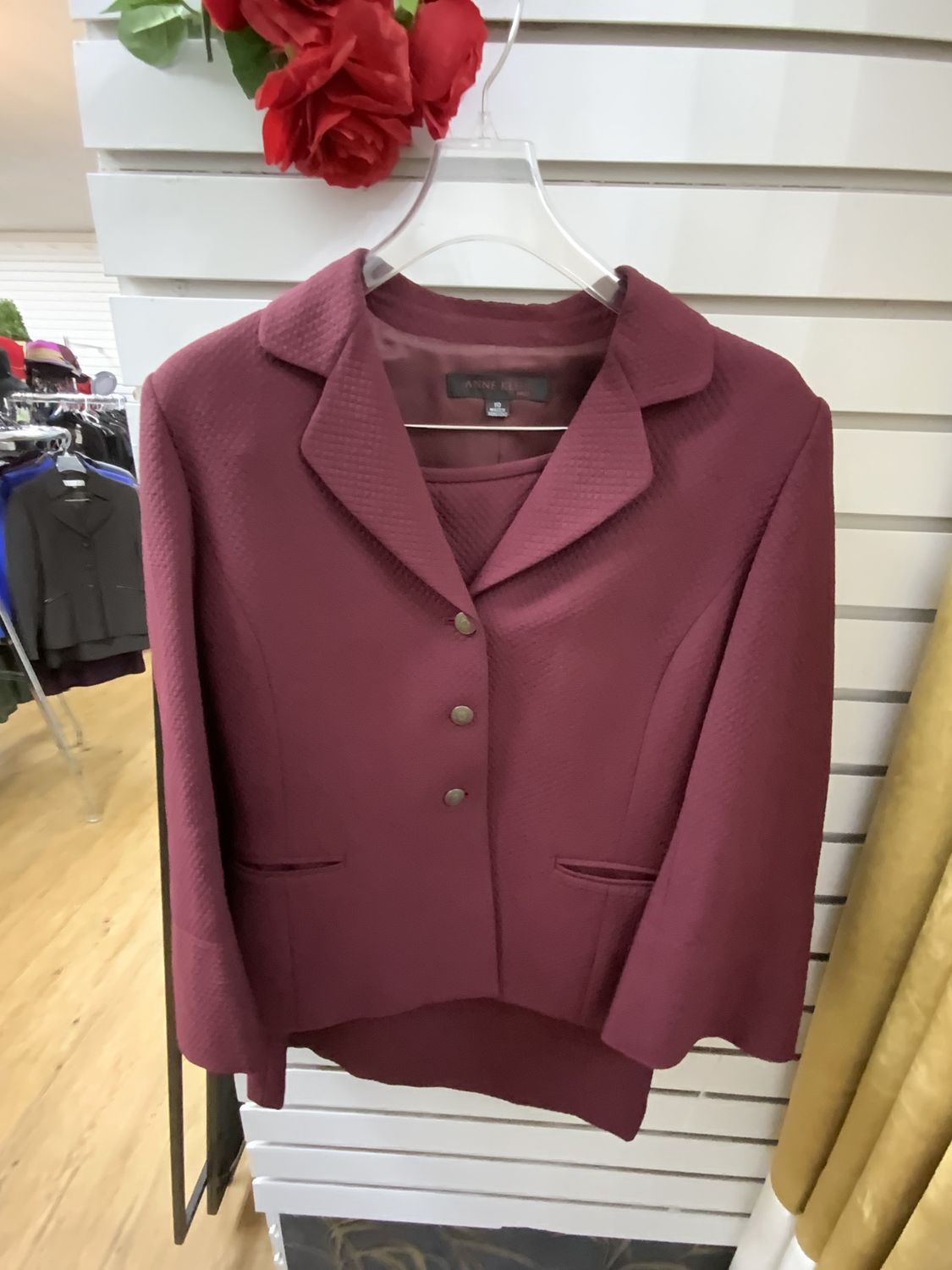 Suit 2 Pcs Burgundy Jacket and Skirt Size 10
