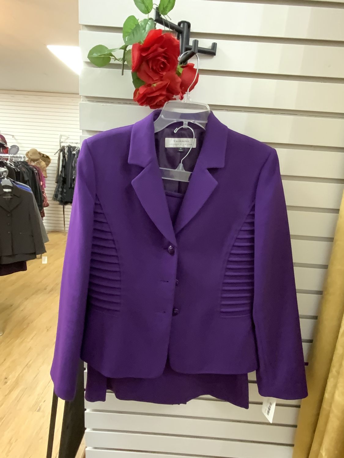 Suit 2 Pcs Purple with Purple Button  Jacket and Skirt Size 10