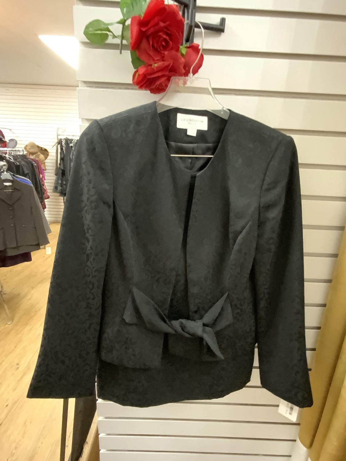 Suit 2 Pcs Black Tied Jacket with Skirt Size 10
