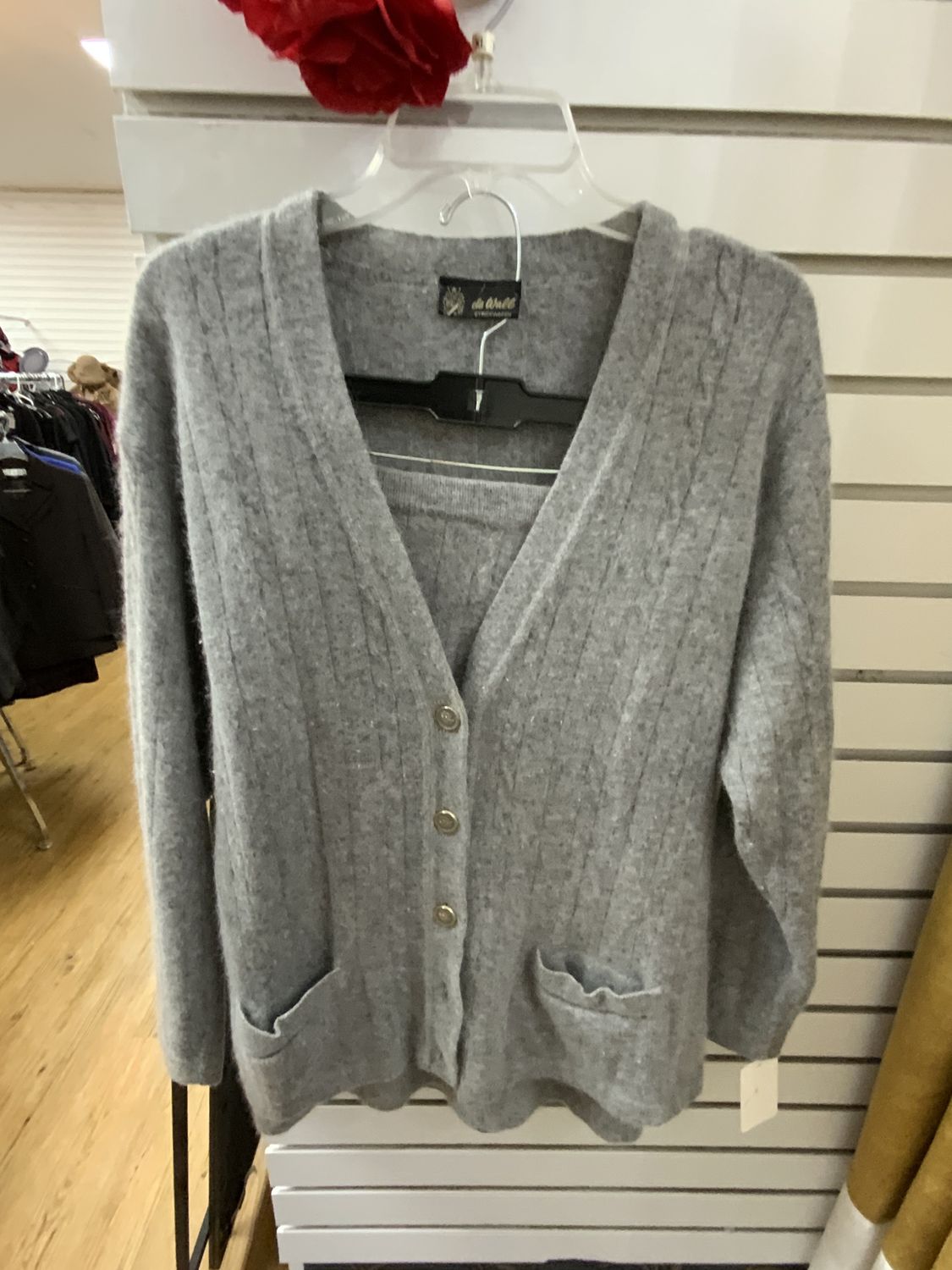 Sweater 2 Pcs Set Gray Knit Size Large