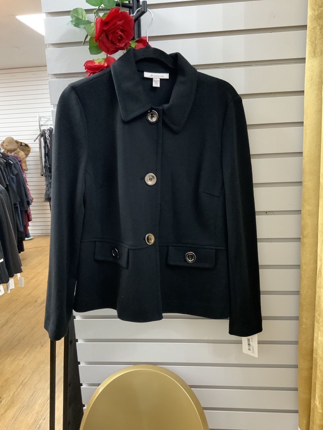Woman Black Knit Jacket Size Med