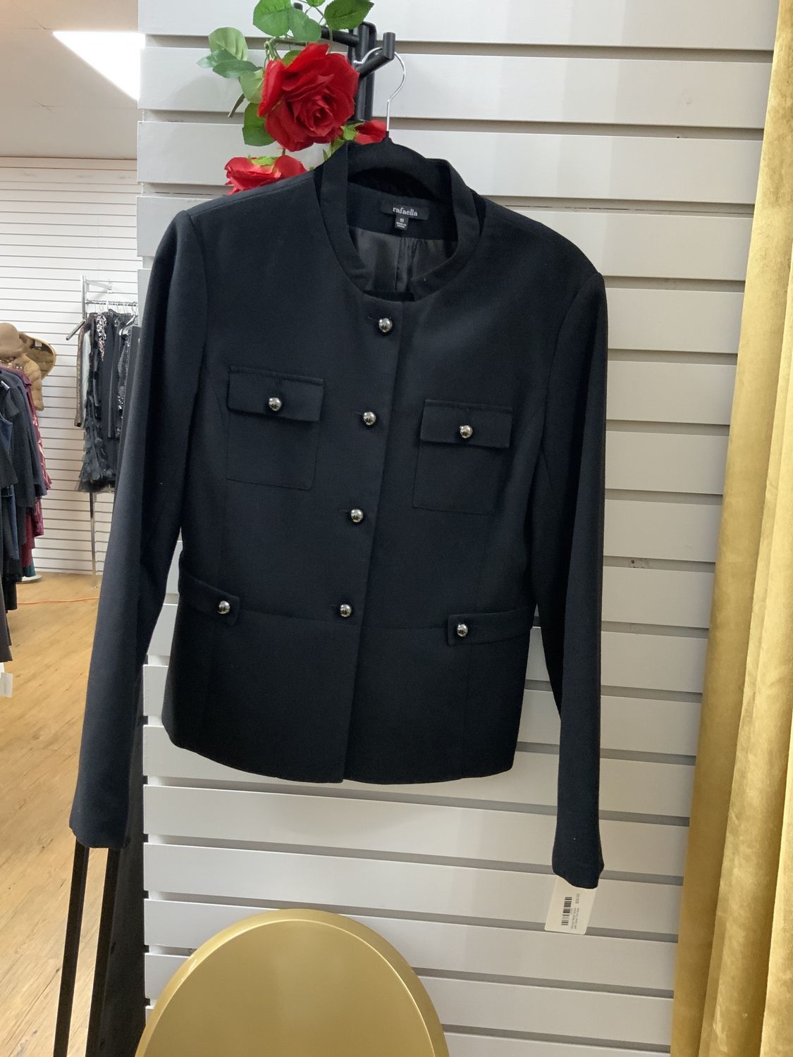 Woman Black Jacket with Velvet  Trim Size 10