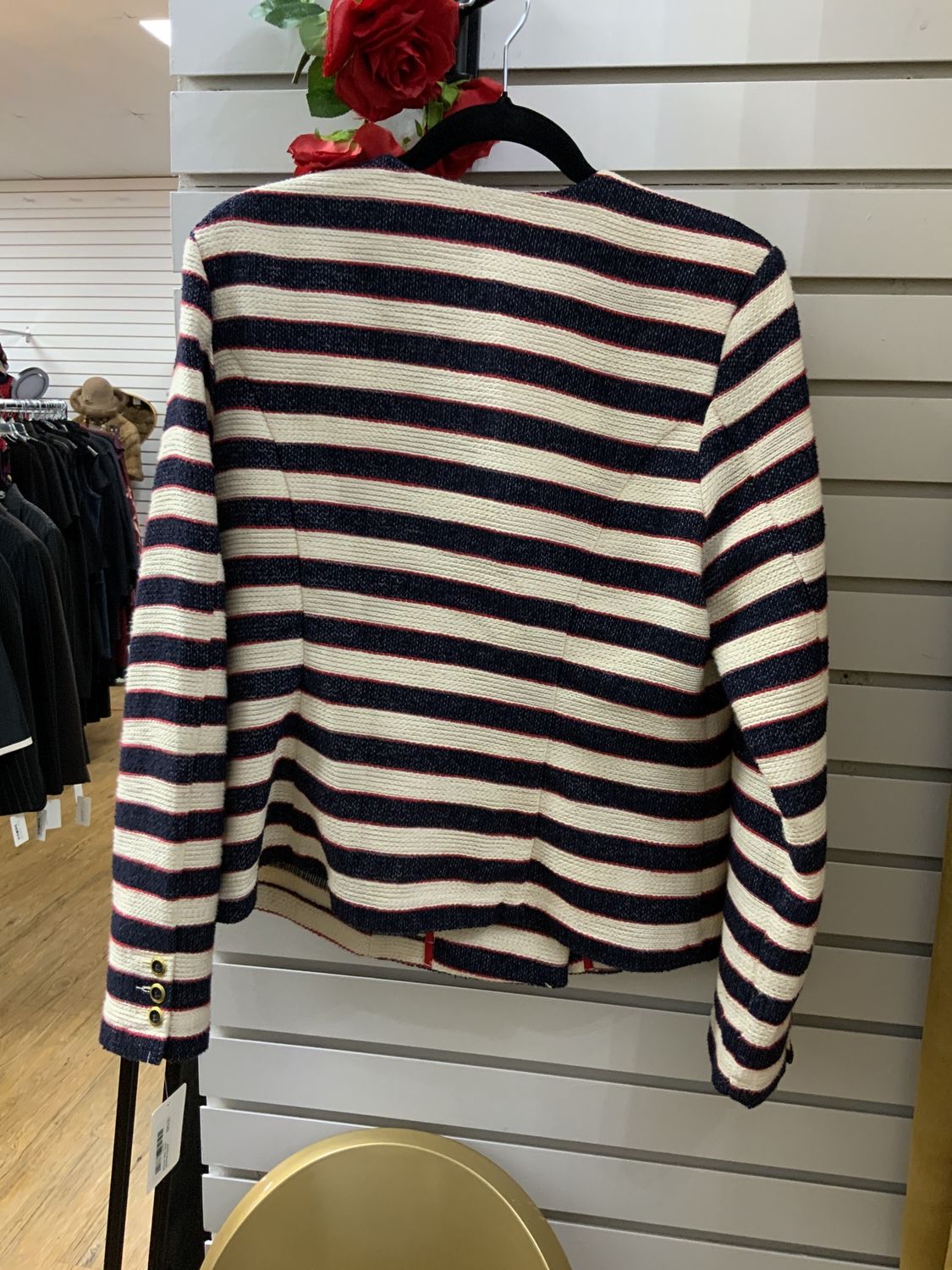 Woman Whit, Blue, and Red Double Breasted Jacket Size 10