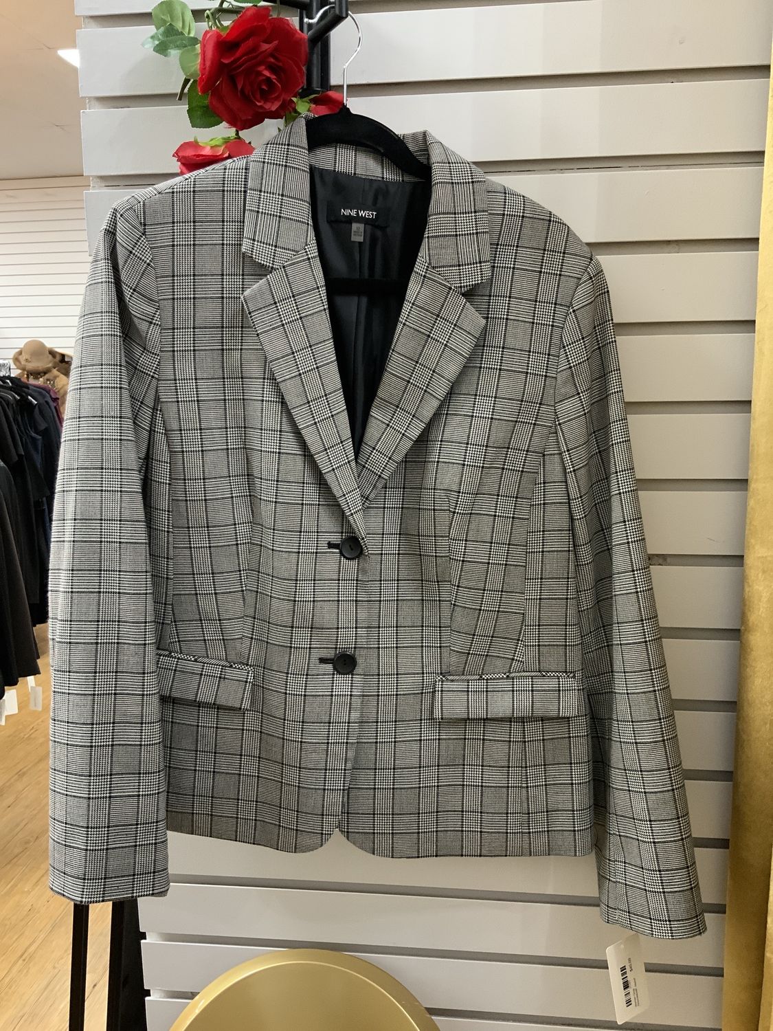 Woman Gray Houndstooth Jacket Size 12