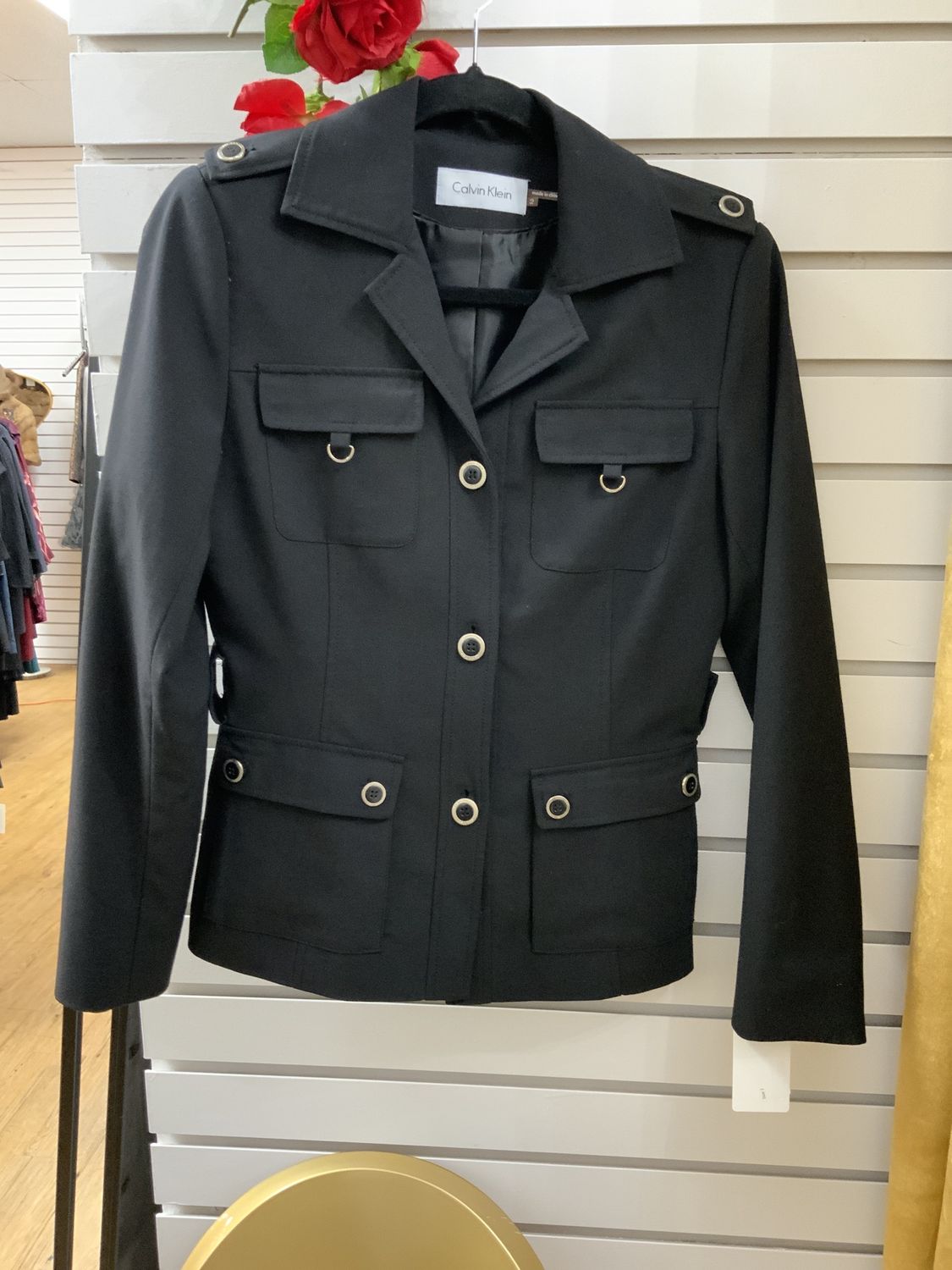 Woman Black Jacket with Silver Buttons Size 2