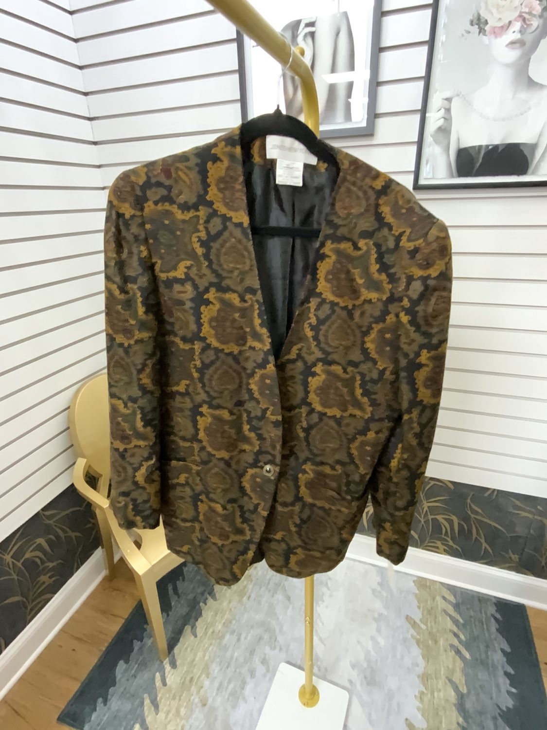 Woman Paisley Long Jacket with Single Button Size 14