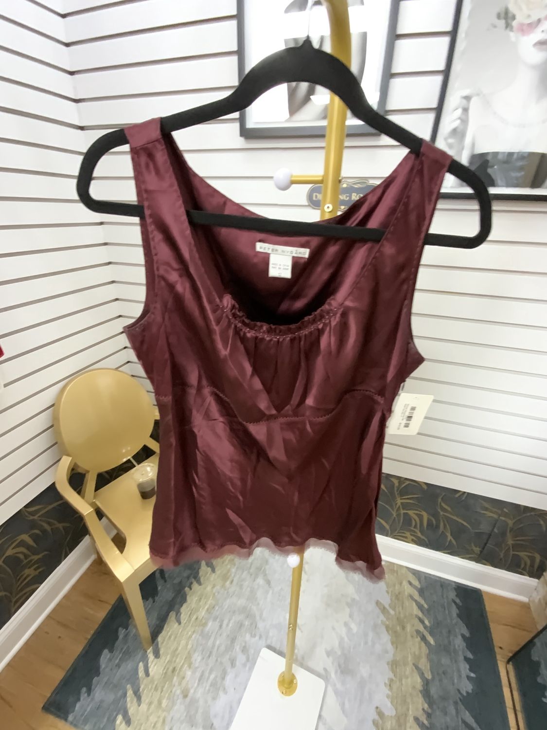 Woman Burgundy Silk Shell Top Size 12