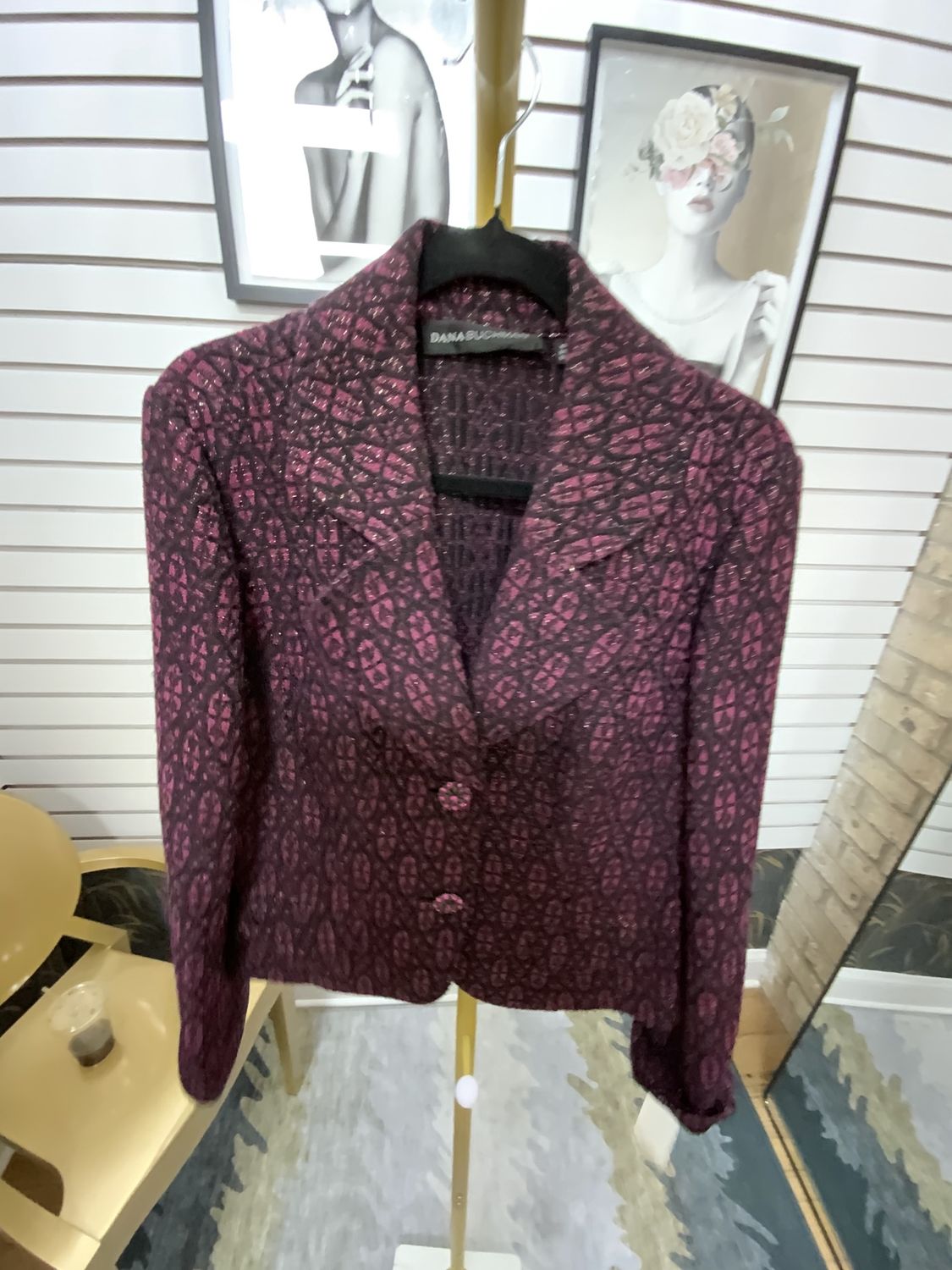 Woman  Purple and Black Print Jacket Size 14