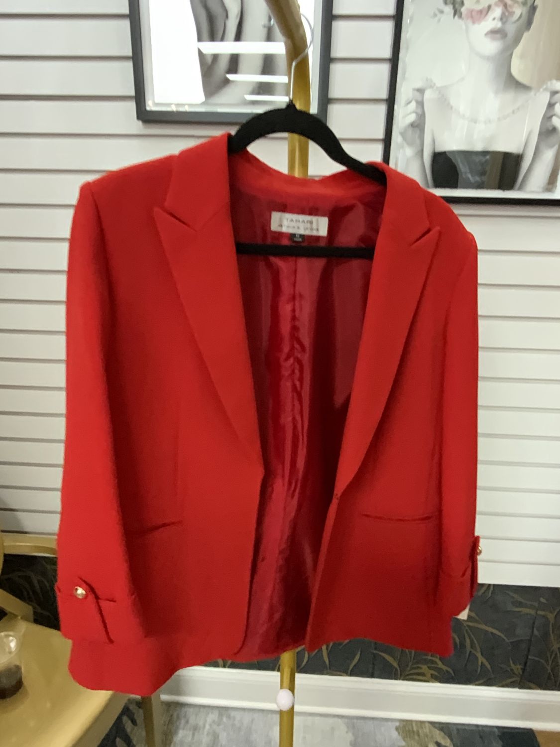 Woman Red Jacket 3/4 Sleeves Size 12