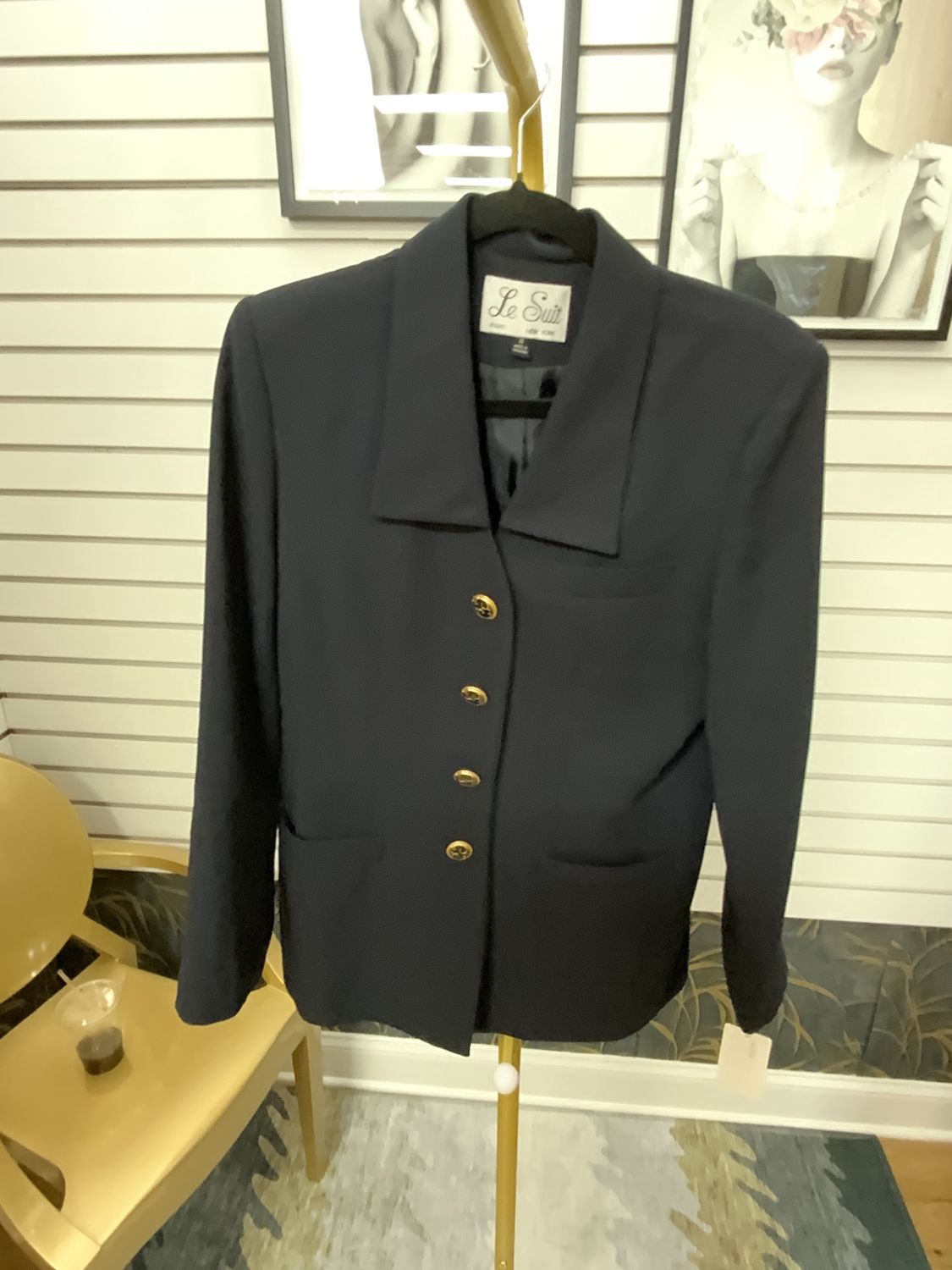 Woman Blue with Blue and Gold Buttons Jacket Size 6