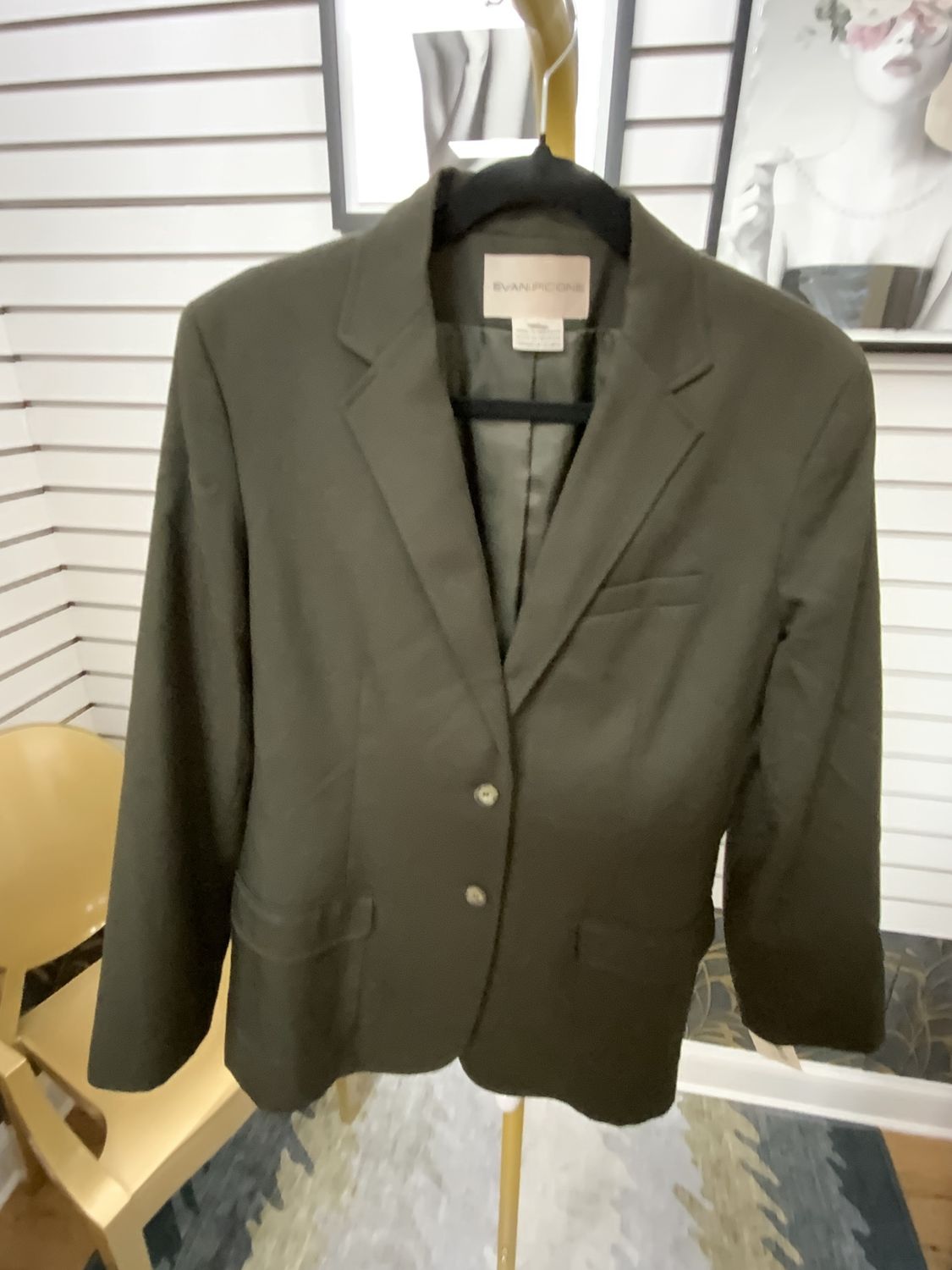 Woman Olive Green Wool Jacket Size 12