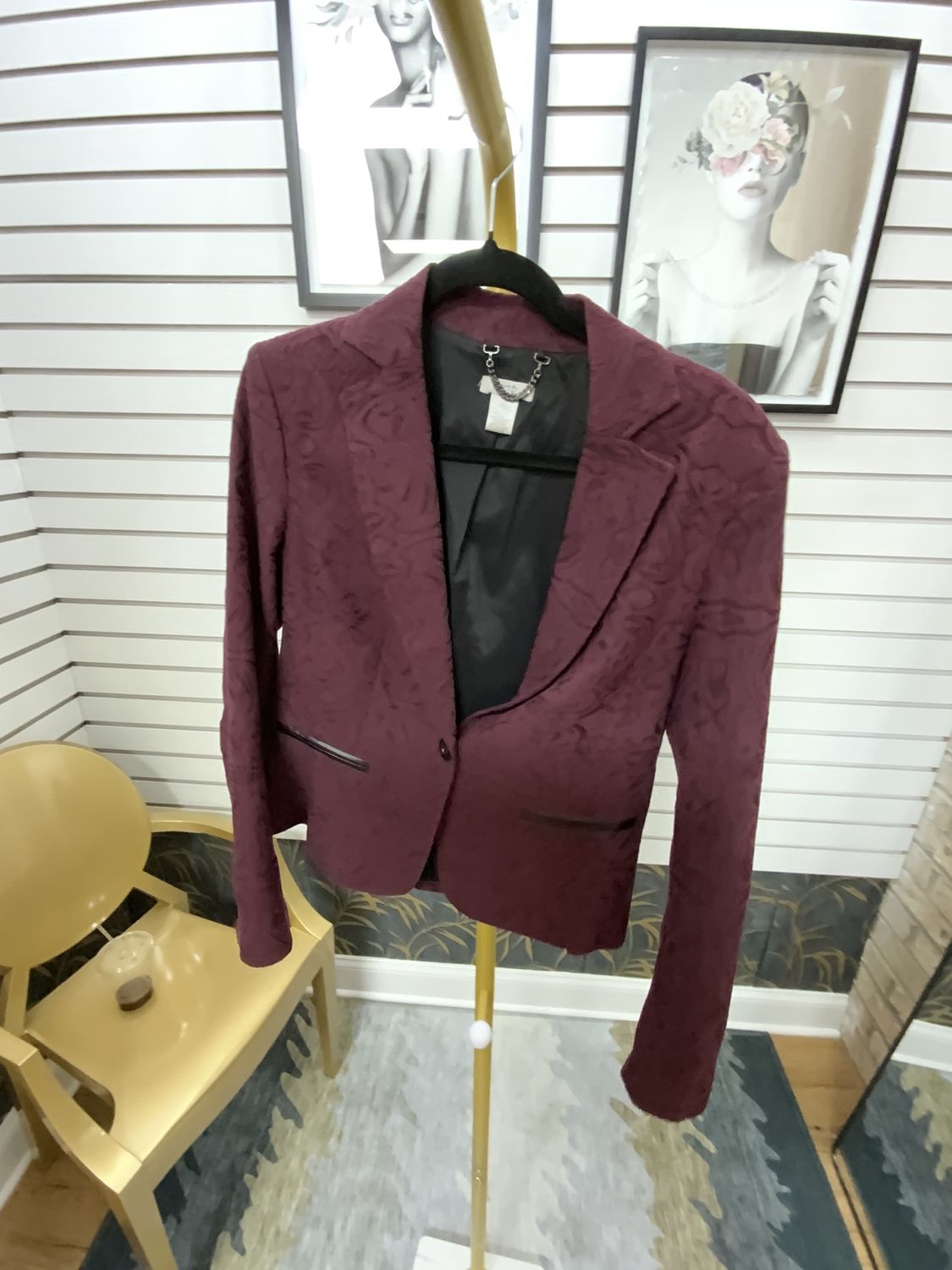 Woman Wine Print Jacket Size 12