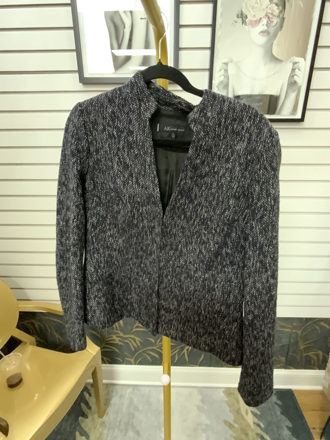 Woman Blue Tweed Jacket Size 12
