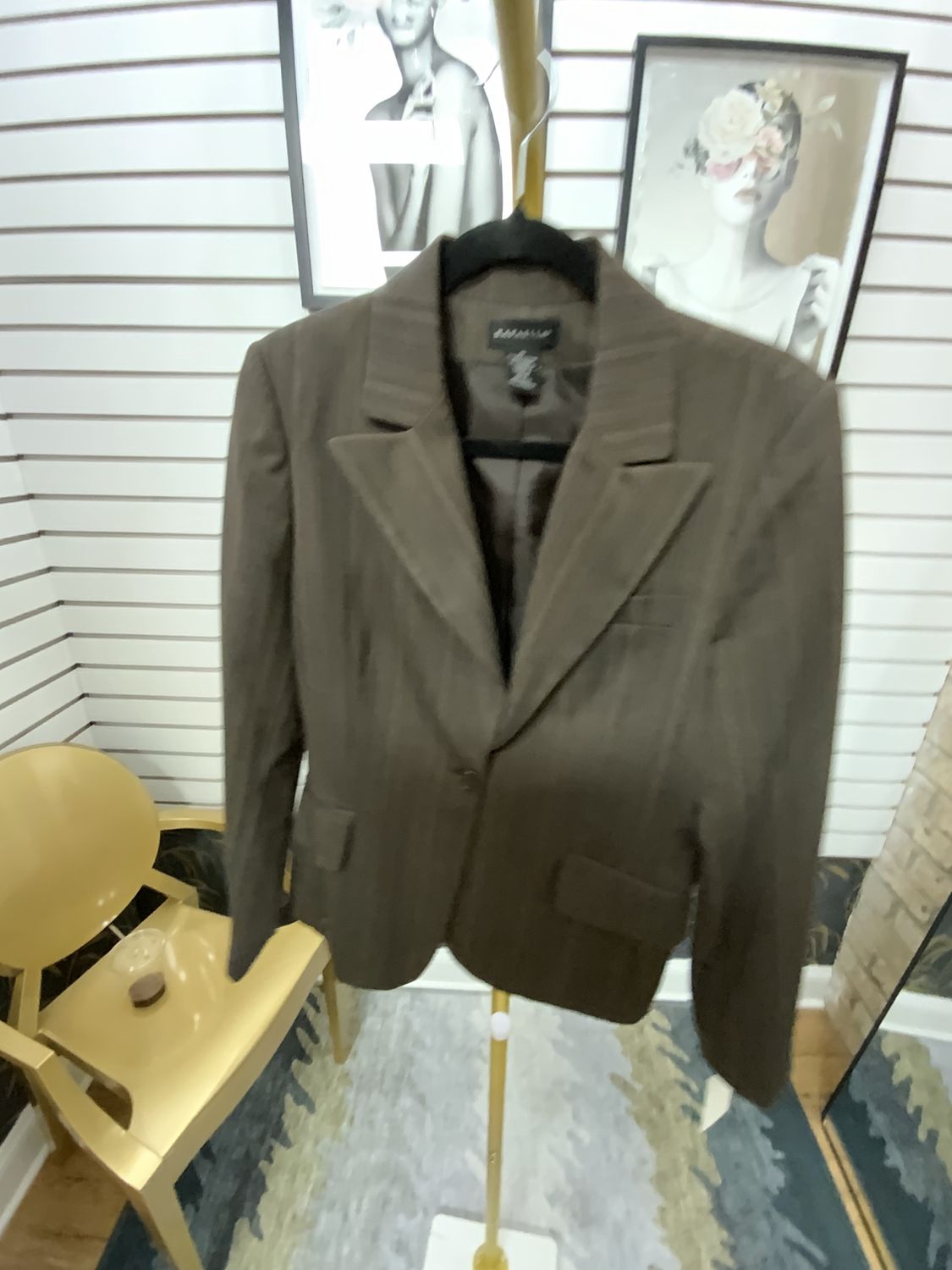 Woman Brown Strip Suit Size 10