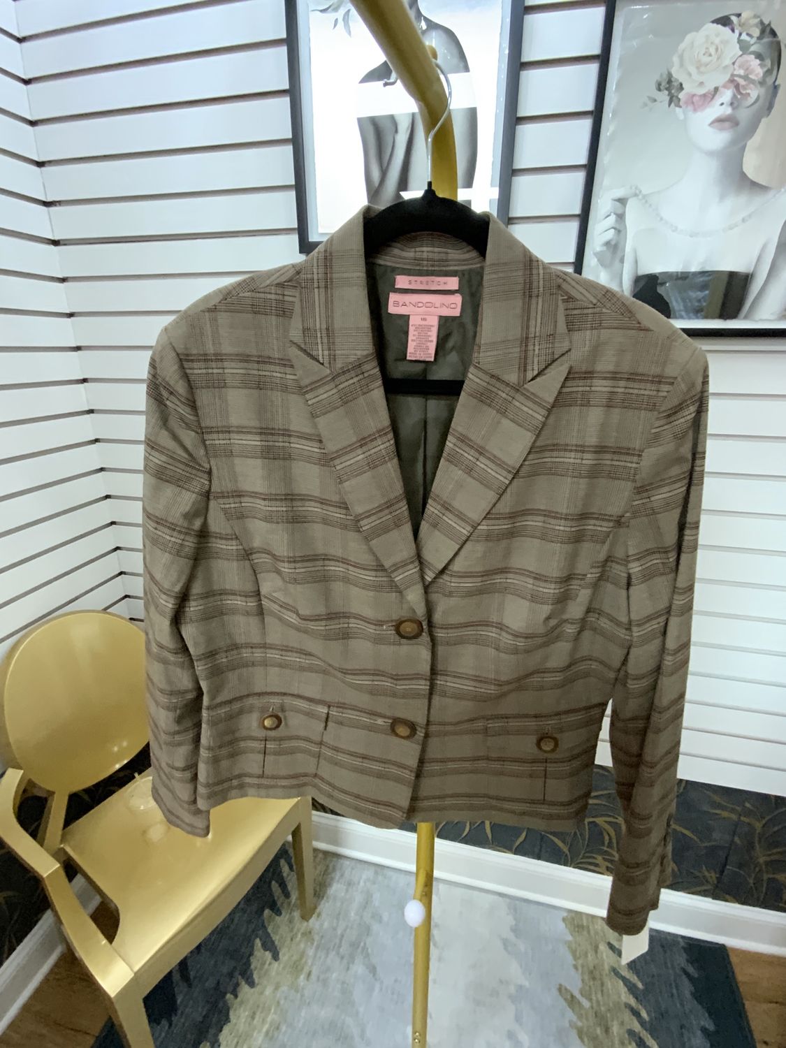 Woman Brown and Tan Strips Jacket Size 16