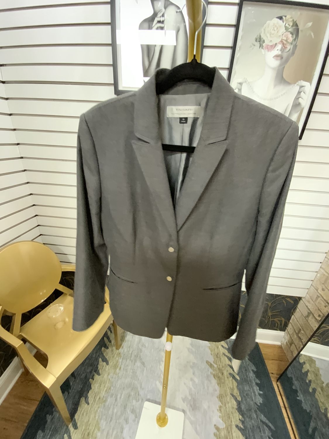 Woman Gray Jacket with Silver Buttons Size 12