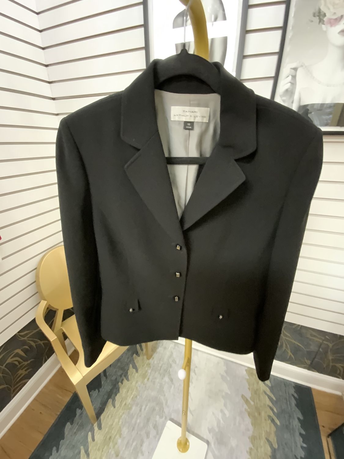 Woman Black Jacket with Cold Black Button Size 10