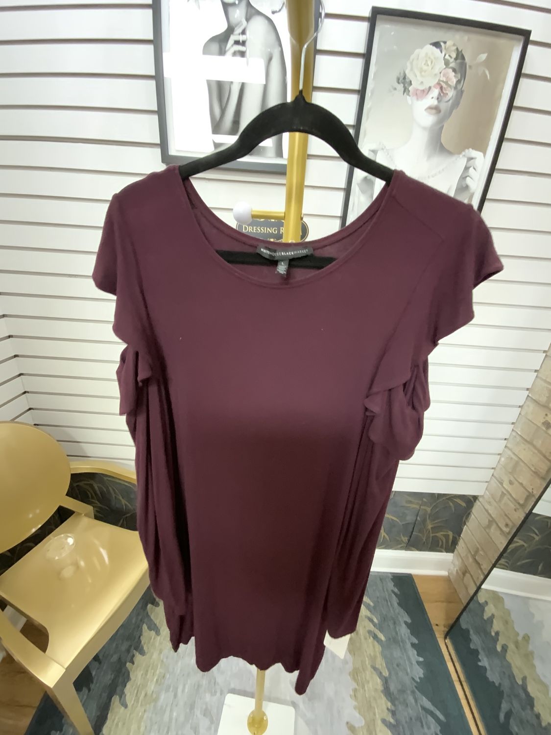 Woman Wine Dress with cut out Shoulders Size