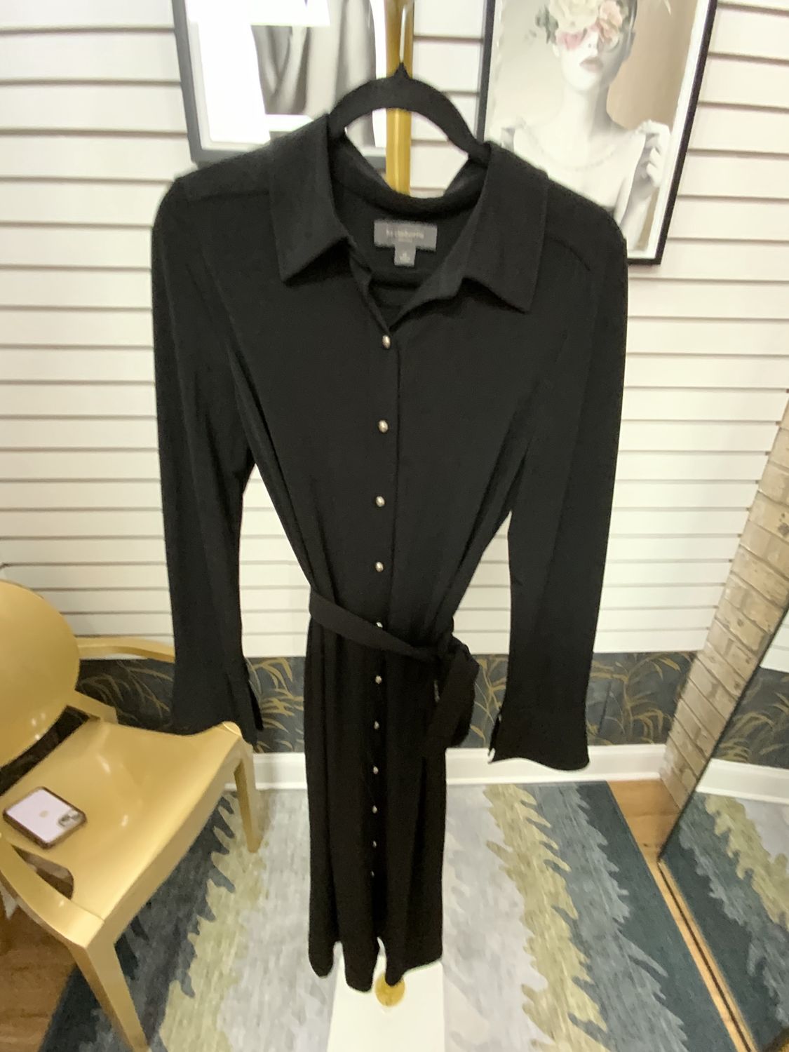 Women Black Dress Silver Buttons Size 12