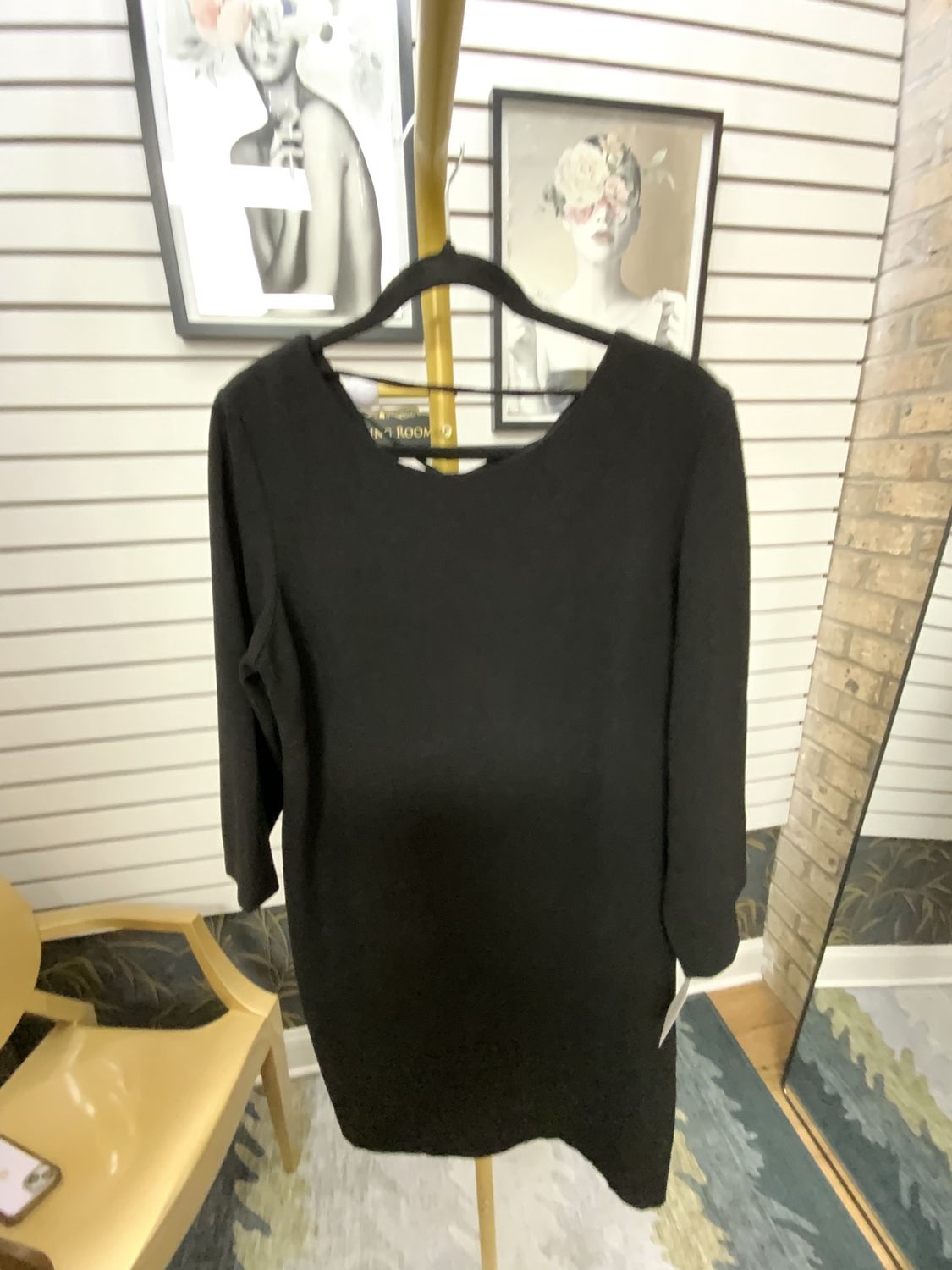 Woman Black Short Dress Tie in Back  Sixe XL
