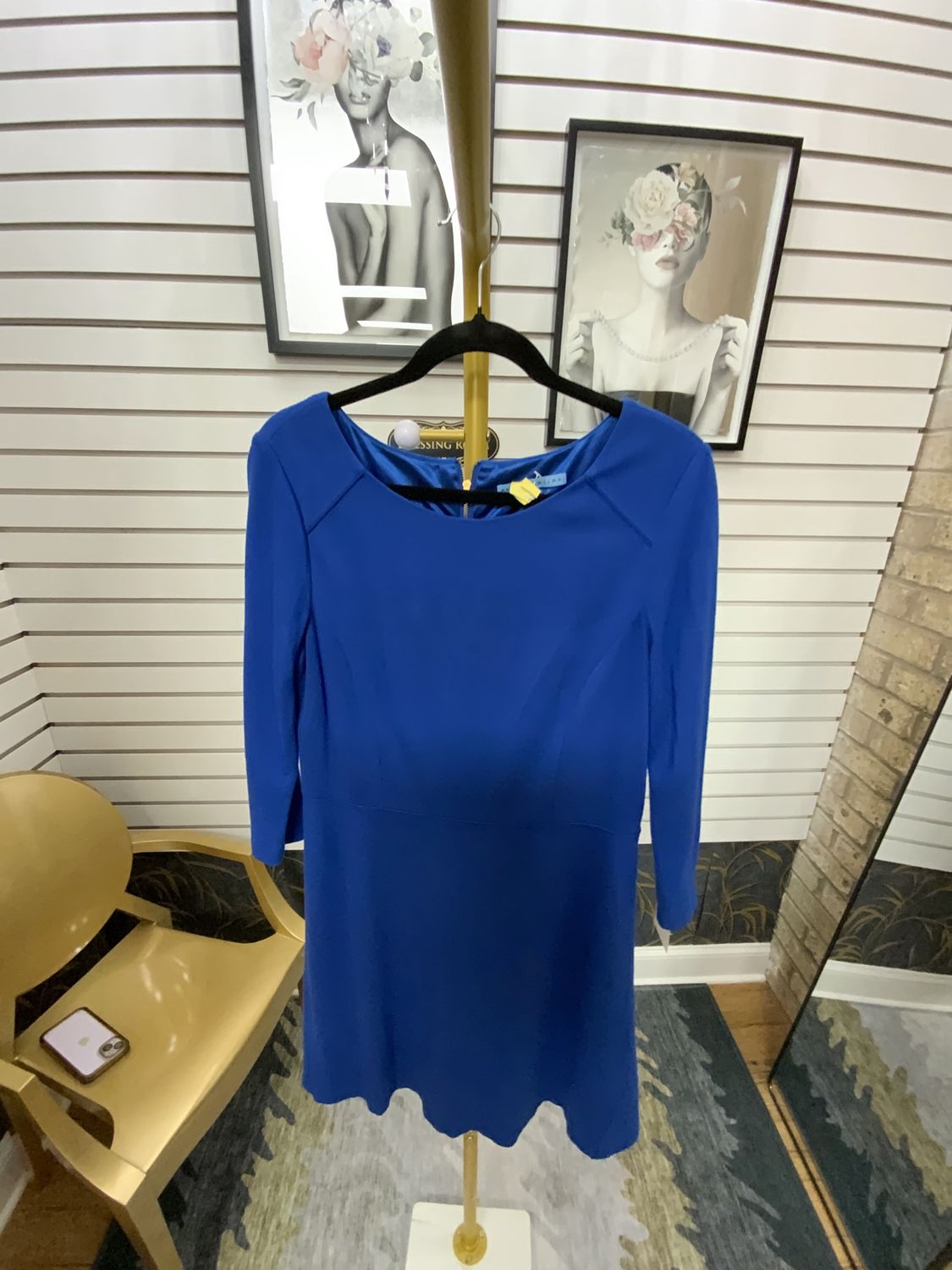 Women Royal Blue 1/4 Quarter Sleeve Dress Size 12