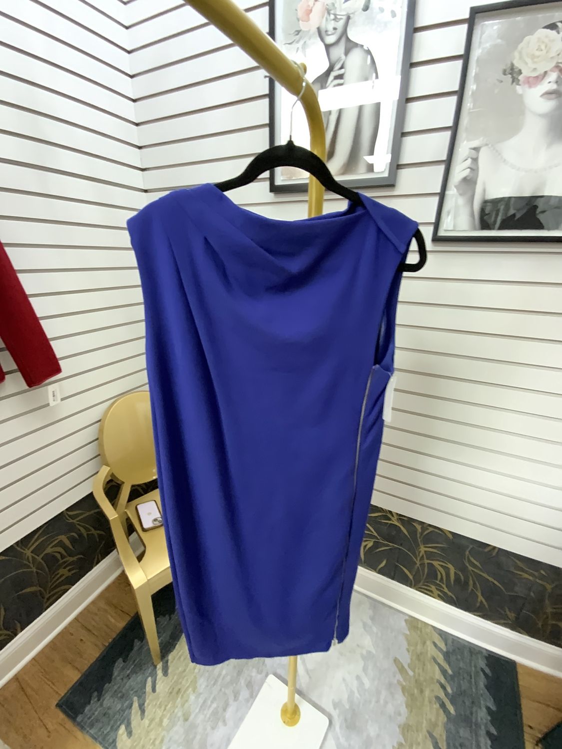 Women Royal Blue Sleeveless Dress Side Zipper Size 2/ 10-14 USA