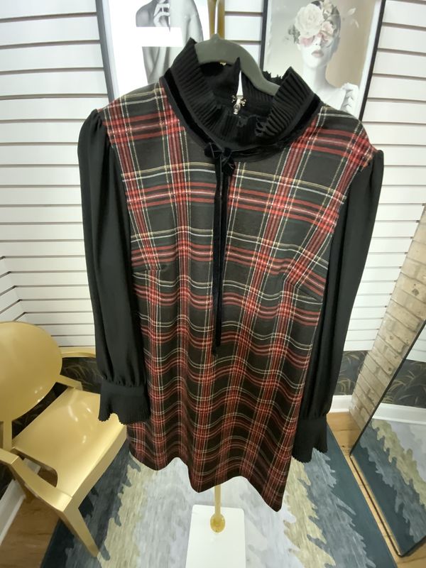 Women Plaid Long Sleeve Dress Size 14