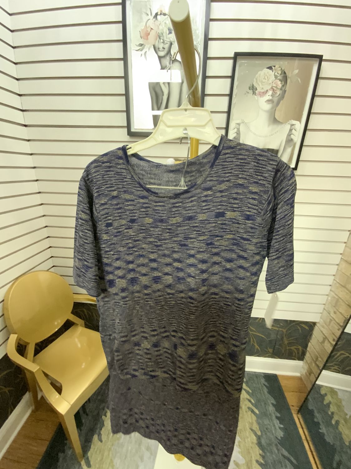 Women Navy/Gold Pattern Top/Skirt Size M