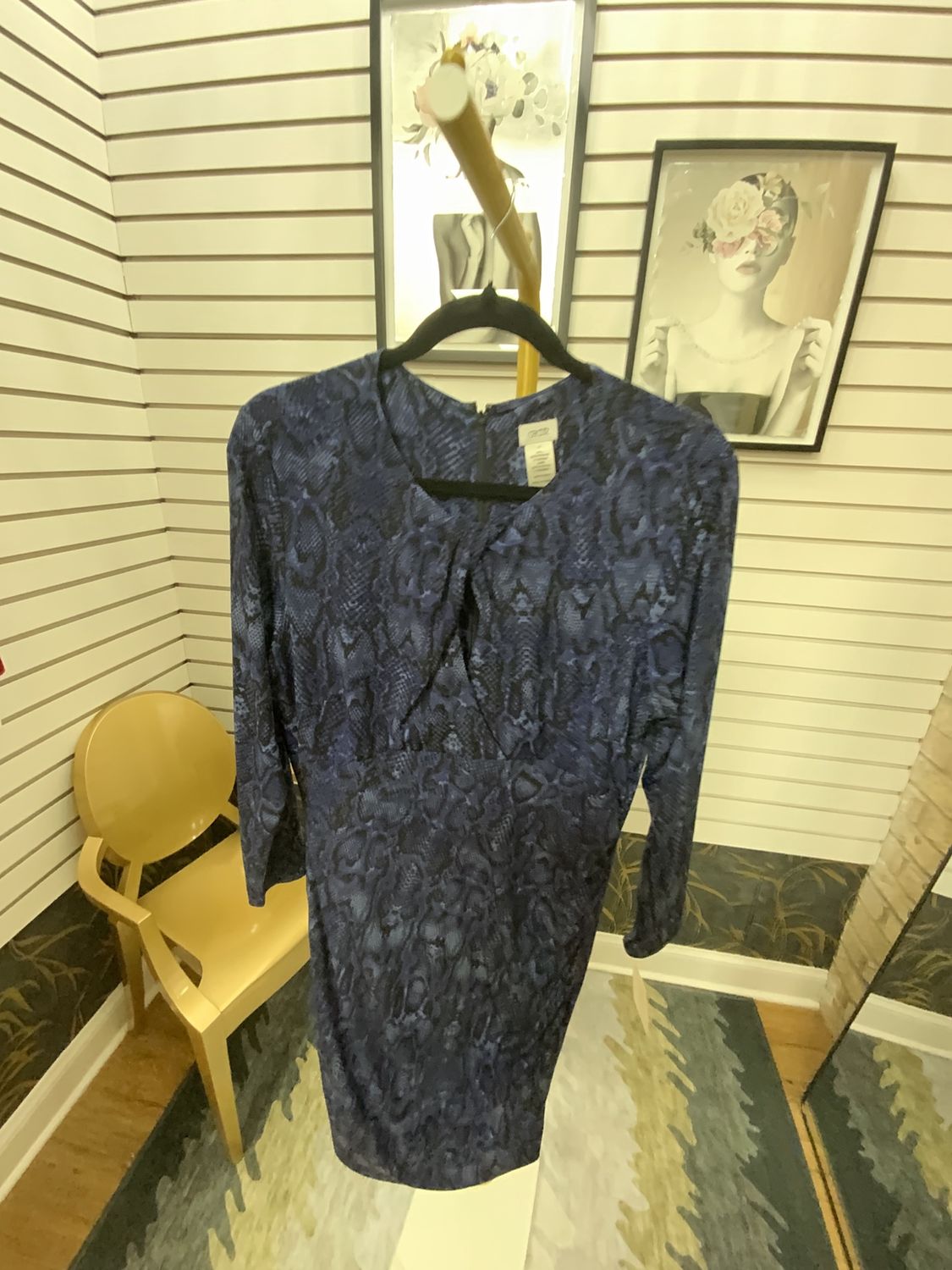Women Navy/Black Snake Print Dress Size XL