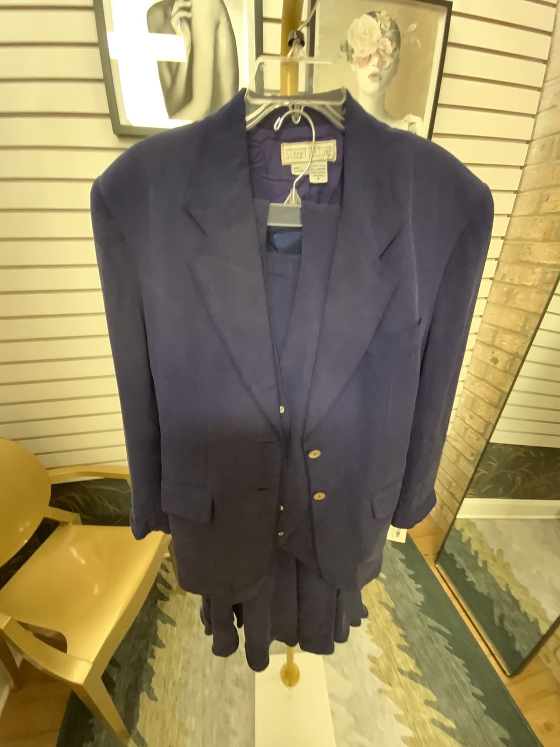 Woman 3 PCS  Silk Suit with Vest, Long Jacket and Long Skirt Size 8