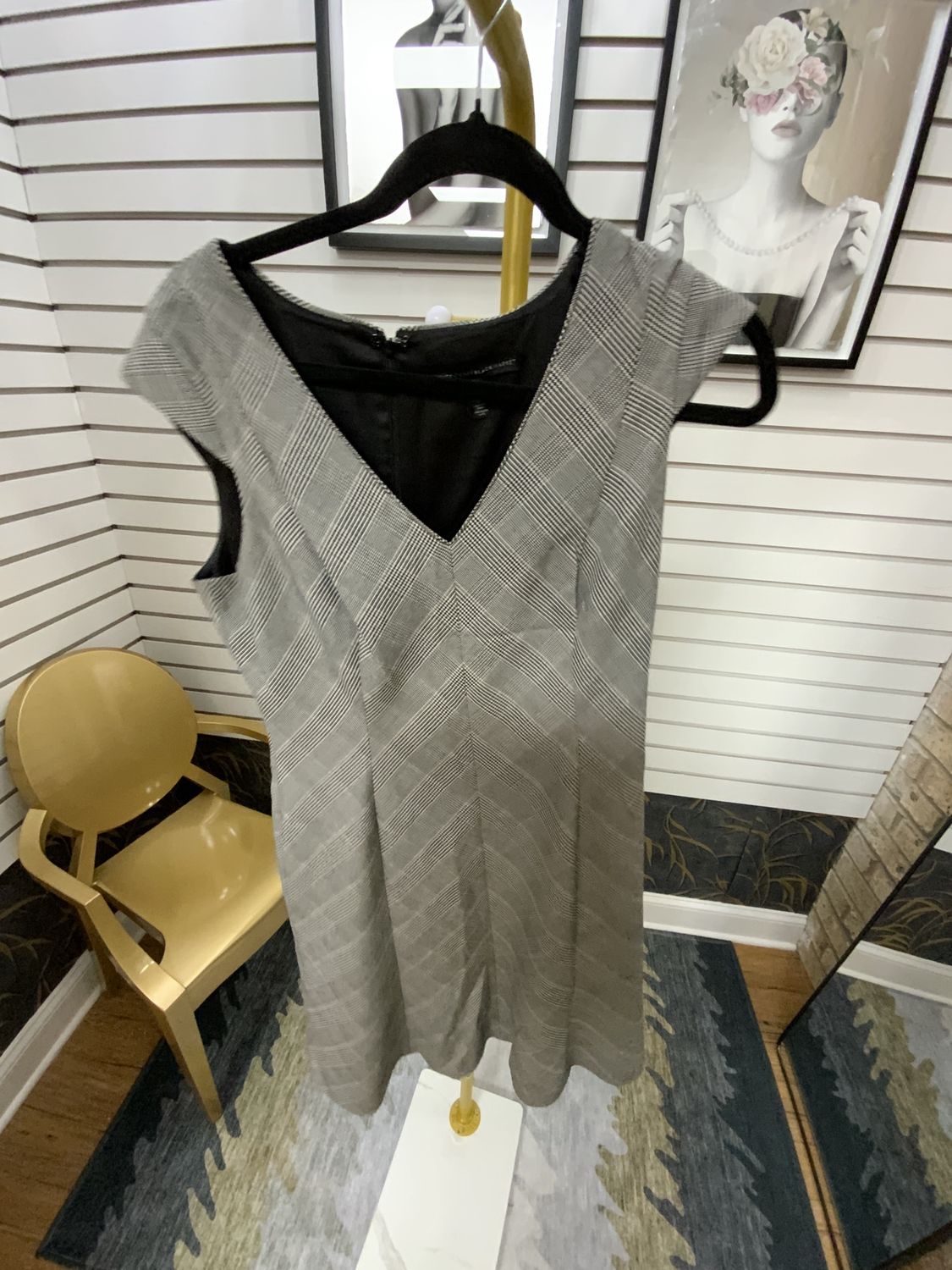 Women Black/White Pattern Sleeveless Dress Size 12