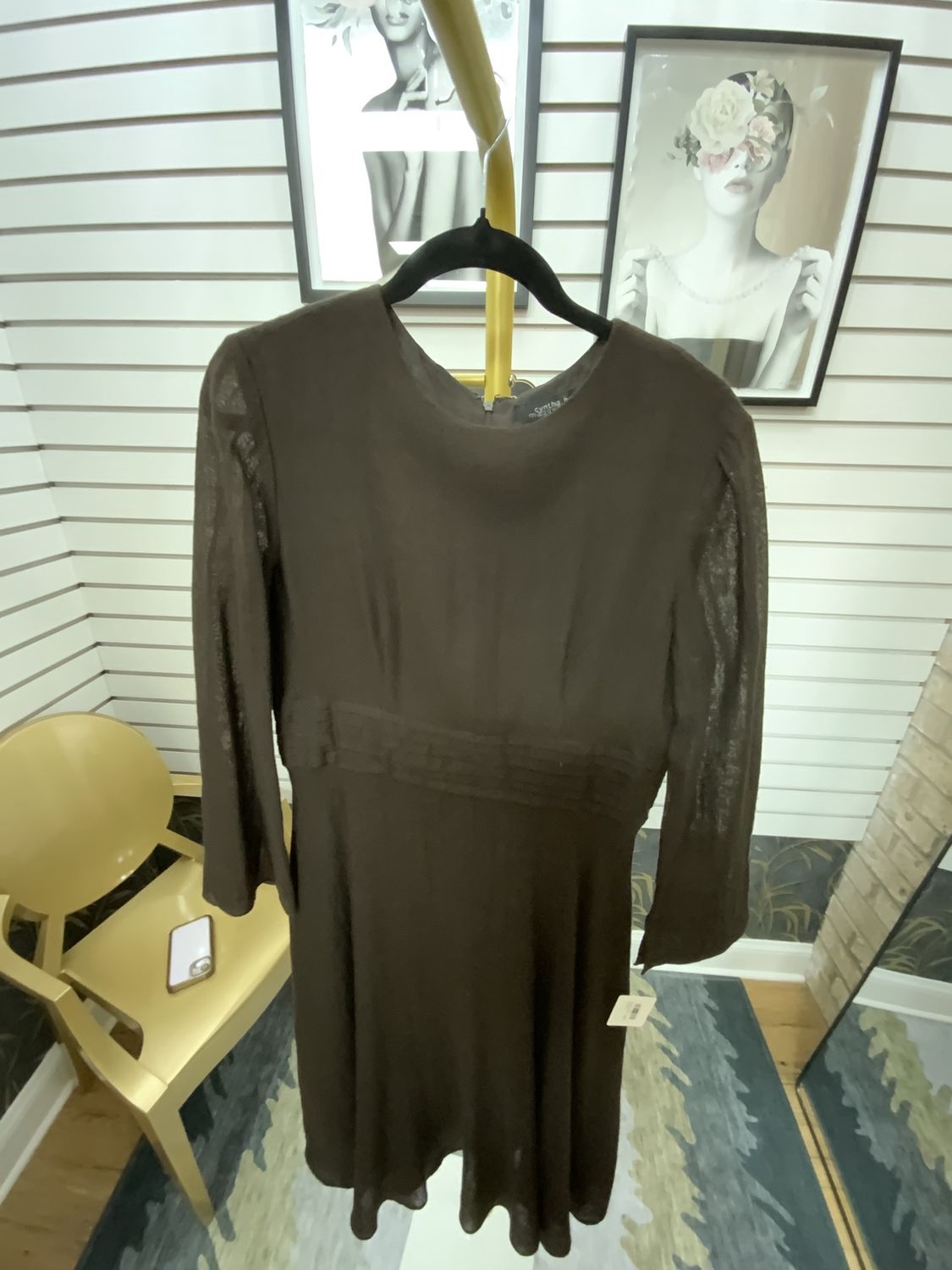 Women Brown Linen Dress Size 12
