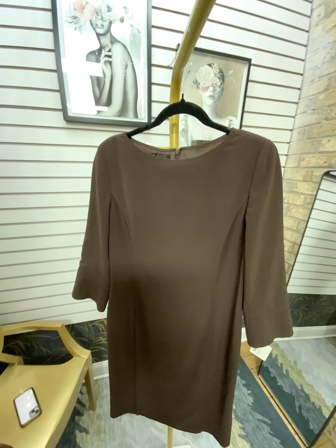 Women 1/4 Sleeve Brown Dress Size 10