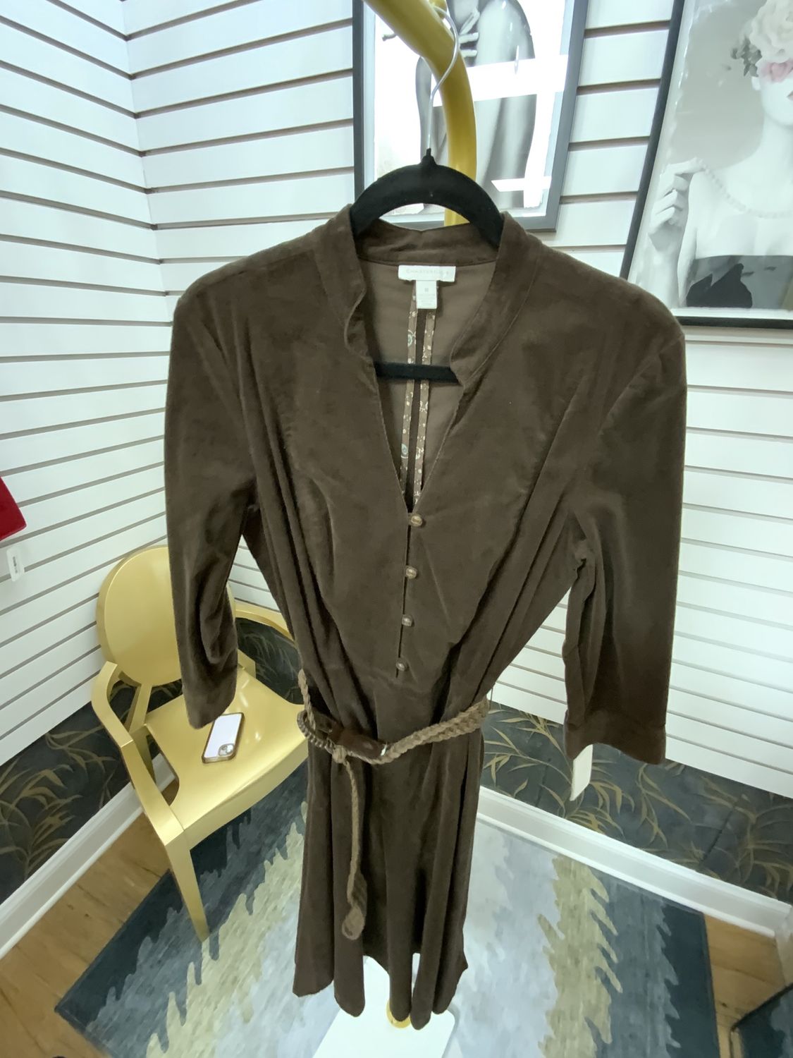 Women Brown Suede Belted Dress Size 10