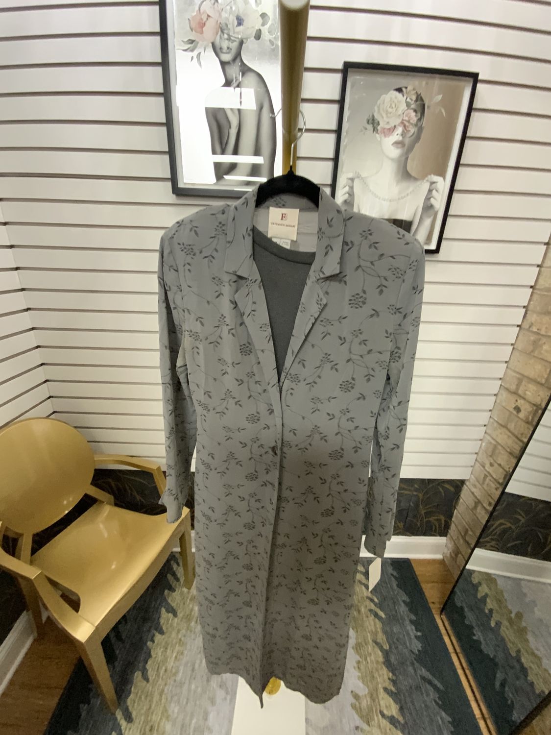 Woman 2 Pcs Dress and Long Jacket Gray Size 8