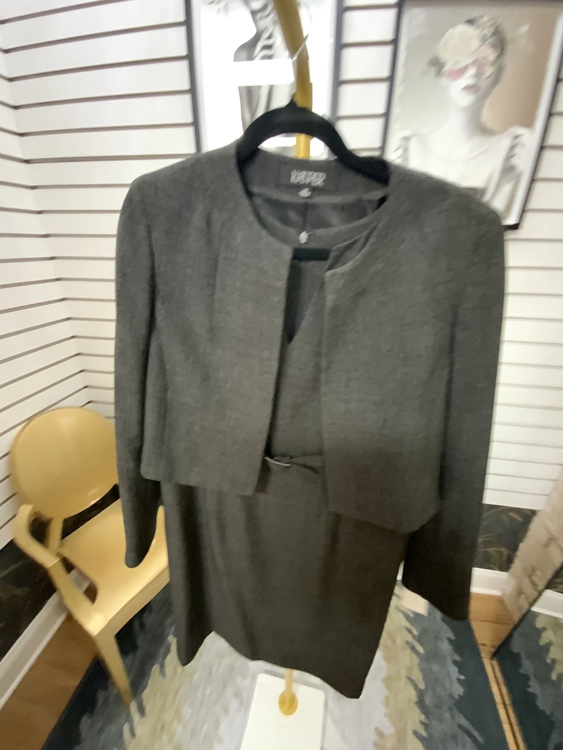 Woman Gray 2 Pcs Jacket and Dress Size 10