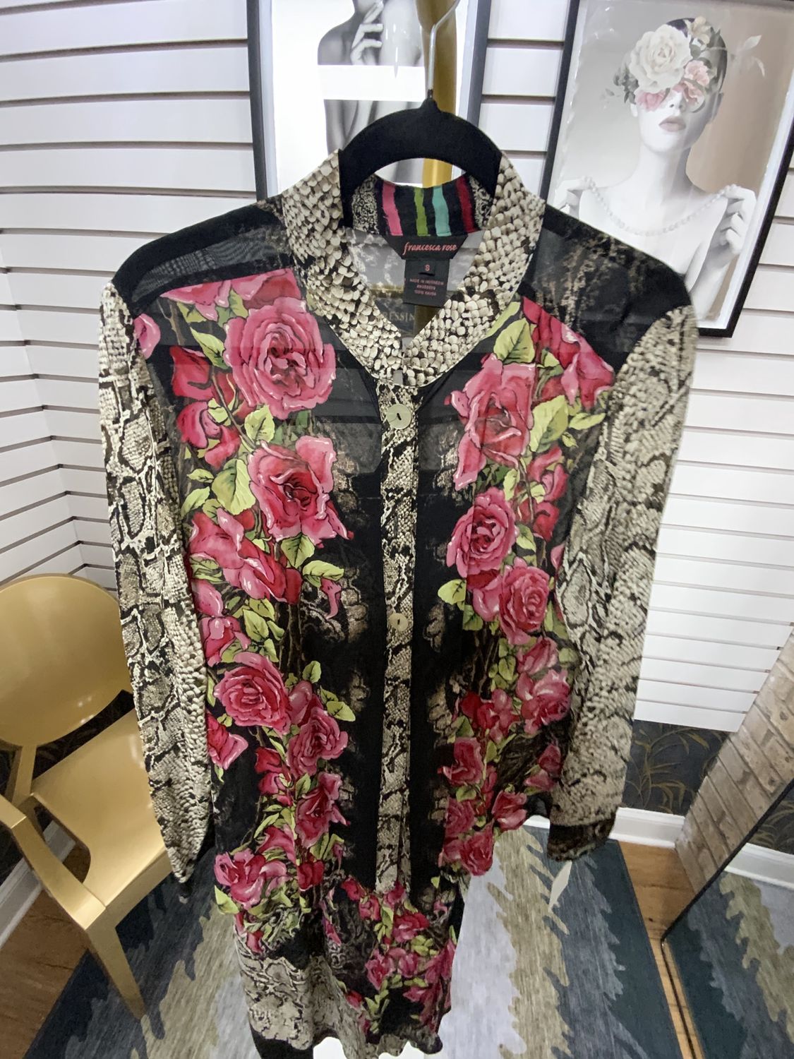 Women 2 Piece Set Snake Skin/Floral Print Size S